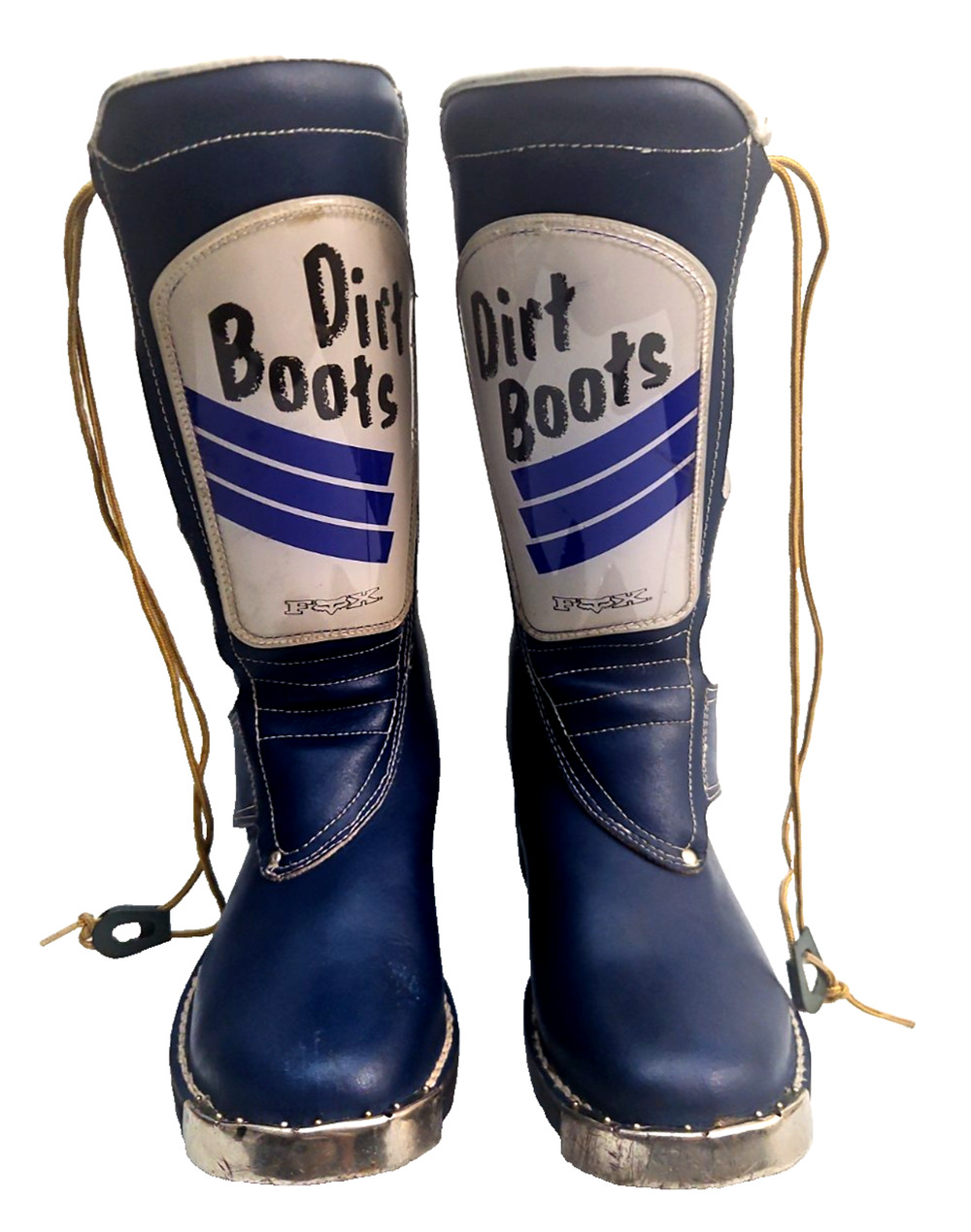 Vintage 1980s FOX Dirt Boots MX Motocross Blue Adult Size 6 Made Korea